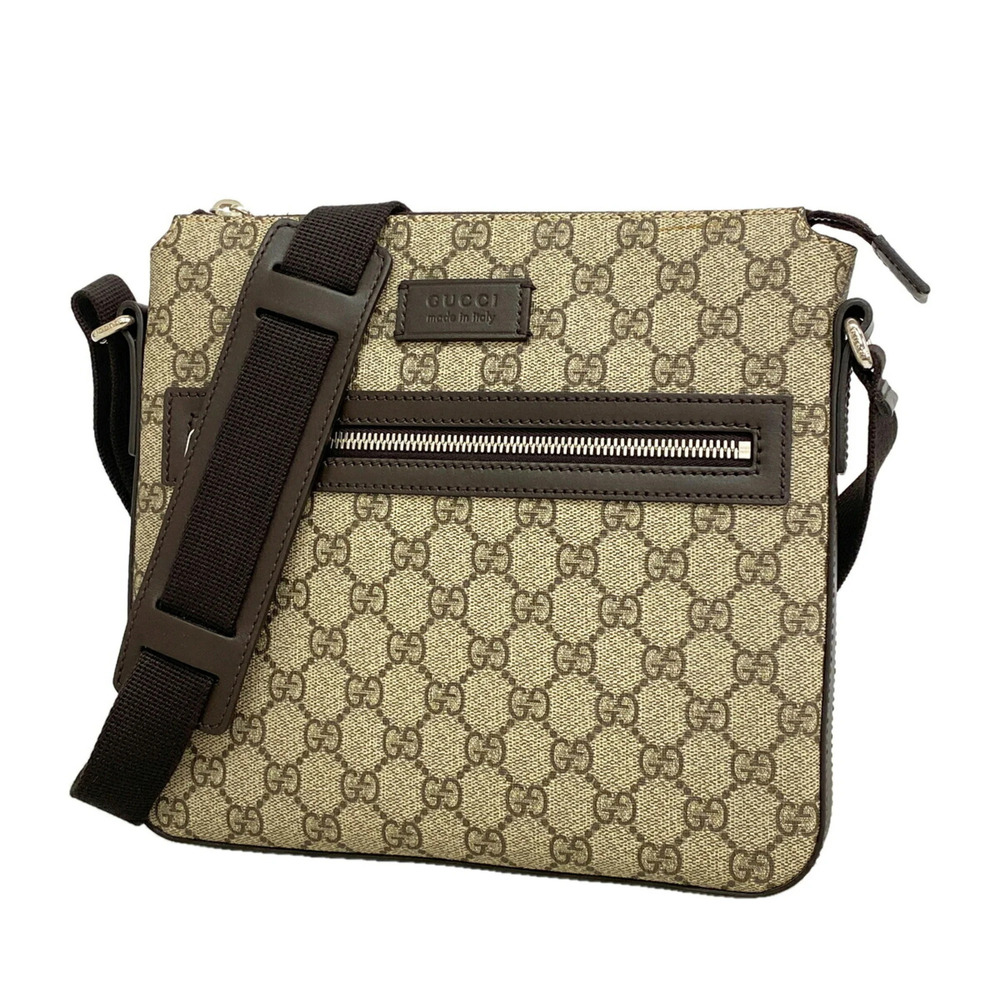 Gucci GG Supreme Shoulder Bag 406410 Brown Women's